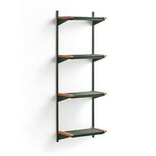 Skohylla JEPPE, grundsektion, 4 skohyllor, 1790x600x300 mm, ek/grön