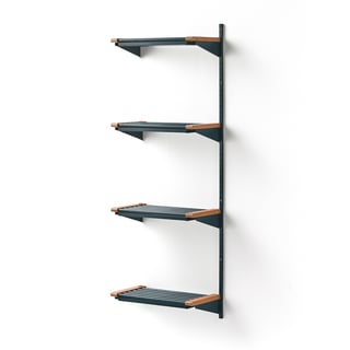 Regál na topánky JEPPE so 4 policami, prídavná sekcia, 1790x600x310 mm, modrá/dub