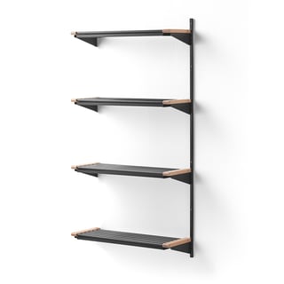 Skoreol JEPPE, 4 hylder, påbygningssektion, mørkegrå/birk, 1790x900x300 mm