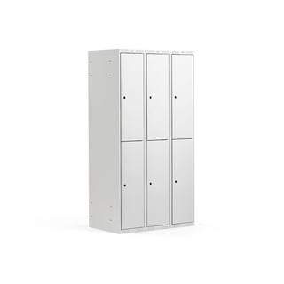 Boxová šatní skříň CLASSIC, 3 sekce, 6 boxů, 1740x900x550 mm, šedá, šedé dveře