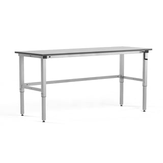 Hæve sænke arbejdsbord MOTION, manuel, 150 kg, 2000x600 mm, grå