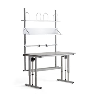 Pakkebord MOTION, hev/senk (elektrisk), L1500 B800 H715–1115 mm, grått