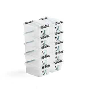 Plastový box LEE, s víkem, 8 litrů, 340x250x160 mm, průhledný, bal. 10 ks