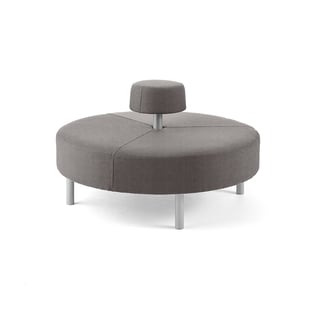Ottoman DOT with rounded backrest, Ø 1300 mm, Medley fabric, light grey