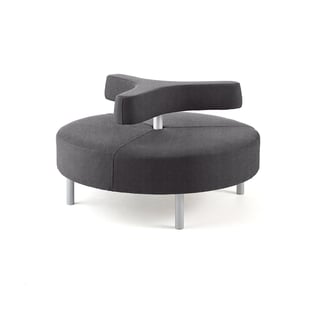 Runde Sitzbank DOT mit 3-armiger Rückenlehne, Ø 1300 mm, Medley-Stoff, dunkelgrau