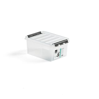 Kunststof bak LEE met deksel, 8 l, 10 stuks, 340 x 250 x 160 mm, transparant