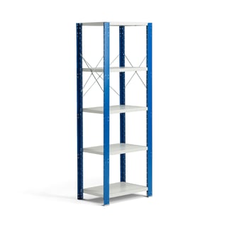 Kovový regál MIX, 1740x665x600 mm, modrý, šedé police