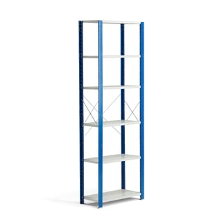 Regal MIX, osnovna enota, 2500x800x500 mm, modra, siva