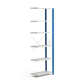 Riiul MIX, lisaosa, 2500 x 805 x 500 mm, 6 plaati, 150 kg, sinine/ hall
