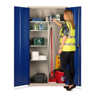 Janitorial cupboard, 1830x915x457 mm, blue