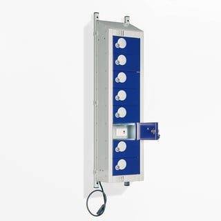 Charging locker, wall mounted, starter unit, 8 door, blue