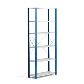 Regalsystem MIX, Basismodul, 2500 x 1065 x 500 mm, grau/blau