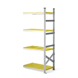 Galvanised food shelving TRANSFORM, add-on unit, 1972x900x500 mm, yellow