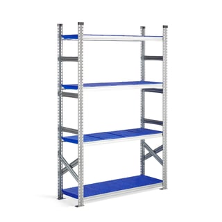 Galvanised food shelving TRANSFORM, basic unit, 1972x1200x400 mm, blue