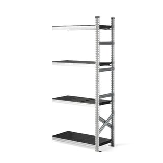 Fødevarereol TRANSFORM, påbygningssektion, 1972x900x400 mm, sorte hylder