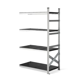 Galvanised food shelving TRANSFORM, add-on unit, 1972x1200x600 mm, black