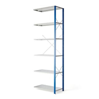 Regał MIX, moduł dodatkowy, 3000x1000x600 mm, niebieski, szare półki