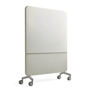Mobil glastavle MARY med lydabsorbering, 1500x1960 mm, lysegrå