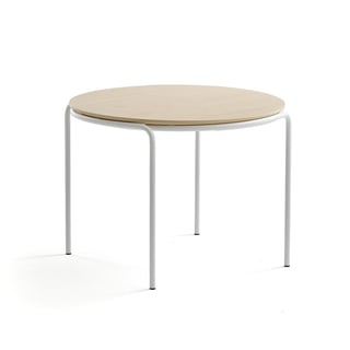 Sofabord ASHLEY, Ø770 H530 mm, bjørk/krom