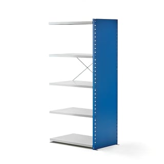 Shelving MIX, add-on unit, 1740x830x500 mm, closed end frame, blue, grey