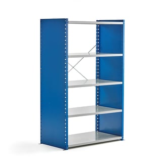 Riiul MIX, põhiosa, 1740 x 1060 x 600 mm, kinnine, 5 plaati, 150 kg, sinine/ hall