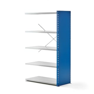 Riiul MIX, lisaosa, 1740 x 1030 x 500 mm, kinnine, 5 plaati, 150 kg, sinine/ hall