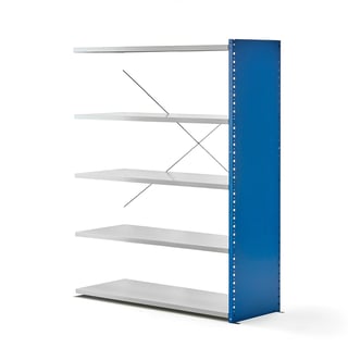 Riiul MIX, lisaosa, 1740 x 1330 x 500 mm, kinnine, 5 plaati, 150 kg, sinine/ hall