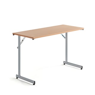 Konferansebord CLAIRE, sammenleggbart, L1200 B500 H720 mm, bøk/alugrå