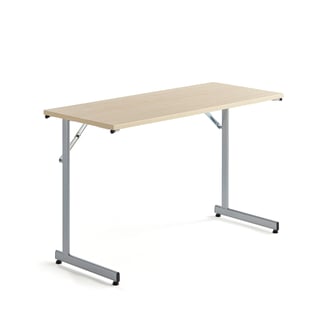 Office folding table CLAIRE, 1200x500x720 mm, birch, alu grey