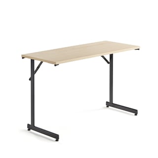 Office folding table CLAIRE, 1200x500x720 mm, birch, black