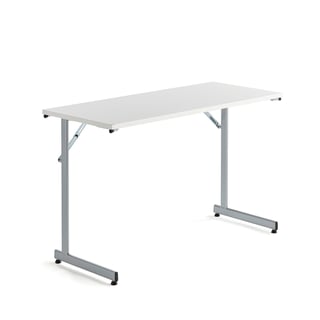 Konferansebord CLAIRE, sammenleggbart, L1200 B500 H720 mm, hvit/alugrå