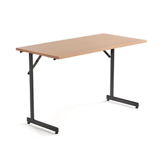 Office folding table CLAIRE, 1200x600x720 mm, beech, black