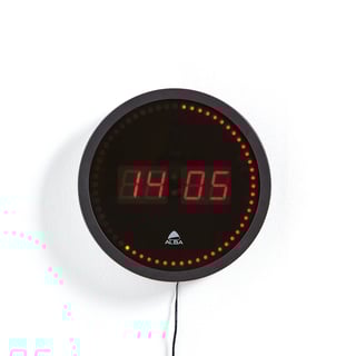 Wanduhr, digital, Ø 300 mm, schwarz