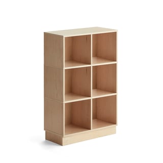 Regál RICO, 1245x800x375 mm, 6 přihrádek, sokl, bříza