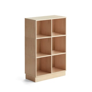 Regál RICO, 1245x800x375 mm, 6 přihrádek, sokl, bříza