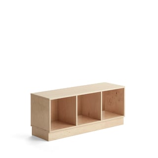 Storage unit RICO, with plinth, 3 comps, W 1200 mm, birch