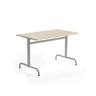 Tisch PLURAL, 1200x700x720 mm, HPL-Platte, Birke, silber