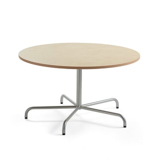 Table PLURAL, Ø1300x720 mm, linoleum top, beige, silver