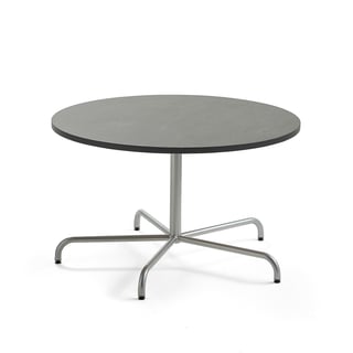 Table PLURAL, Ø1200x720 mm, linoleum top, dark grey, silver