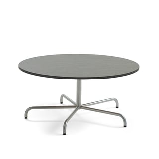 Pöytä PLURAL, Ø1300x600 mm, ääntä vaimentava linoleumi, tummanharmaa, hopeanharmaa