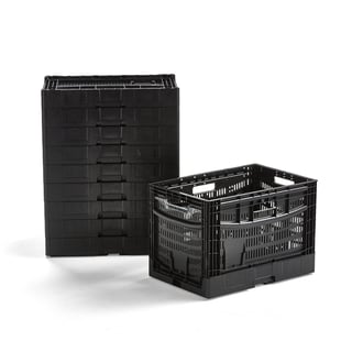 Folding box RILEY, black, 600x400x410 mm, 10-pack