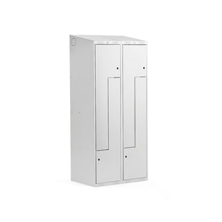 Z-locker CLASSIC, sloping top, 2 modules, 4 doors, 1900x800x550 mm, grey