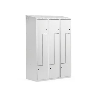 Z-locker CLASSIC, sloping top, 3 modules, 6 doors, 1900x1200x550 mm, grey