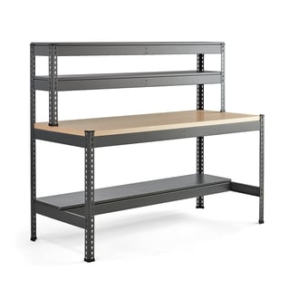 Werkbank COMBO, hardboard, met halve onderplank, 1840 x 775x1530 mm
