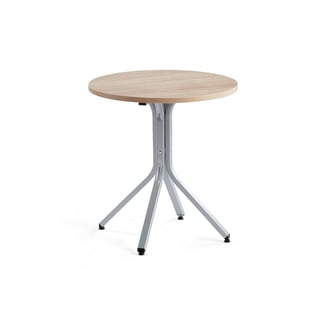 Bord VARIOUS, Ø700 H740 mm, sølv/eik