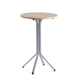 Table VARIOUS, Ø700x1050 mm, silver, oak