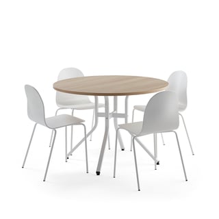 Komplet VARIOUS + GANDER, 1 stol + 4 stolice, bijela