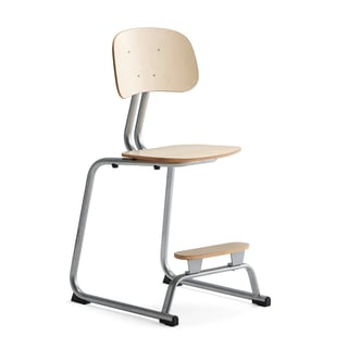 Klassenzimmerstuhl YNGVE, Kufengestell, silber, Birke, H 520 mm