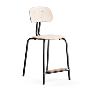 Skolestol YNGVE, benstel, antracitgrå, birk, H 610 mm