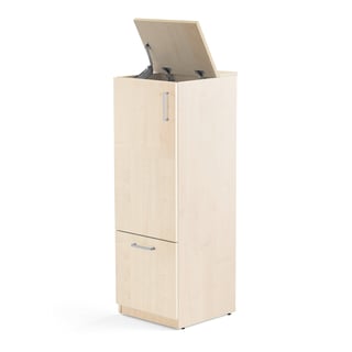 Kildesorteringsskap FAHRENHEIT, skuff, bjørk, avfallsbeholder + 2 stk. 10 l plastbakker